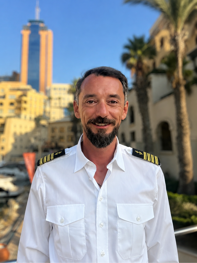 Captain Bogdan Oprea in uniform aboard in Malta