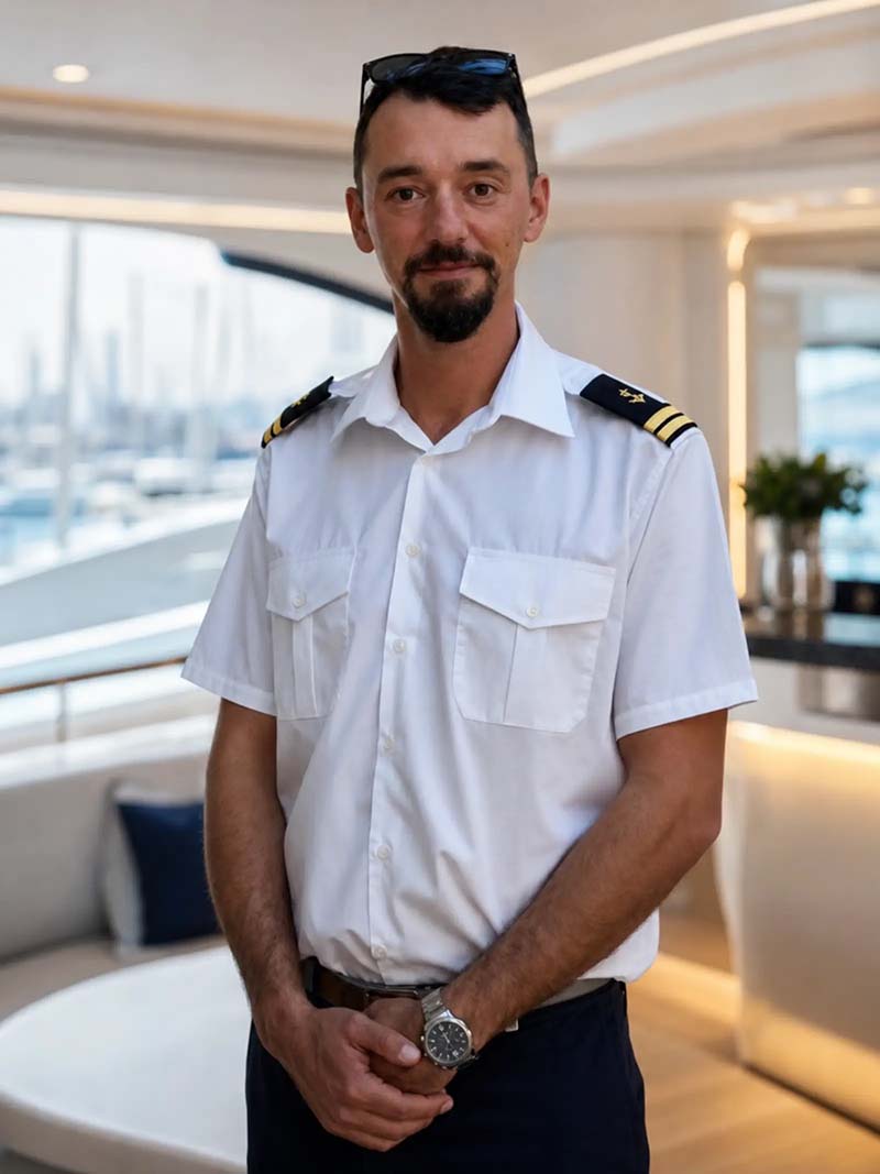 Captain Bogdan Oprea in uniform aboard in Malta